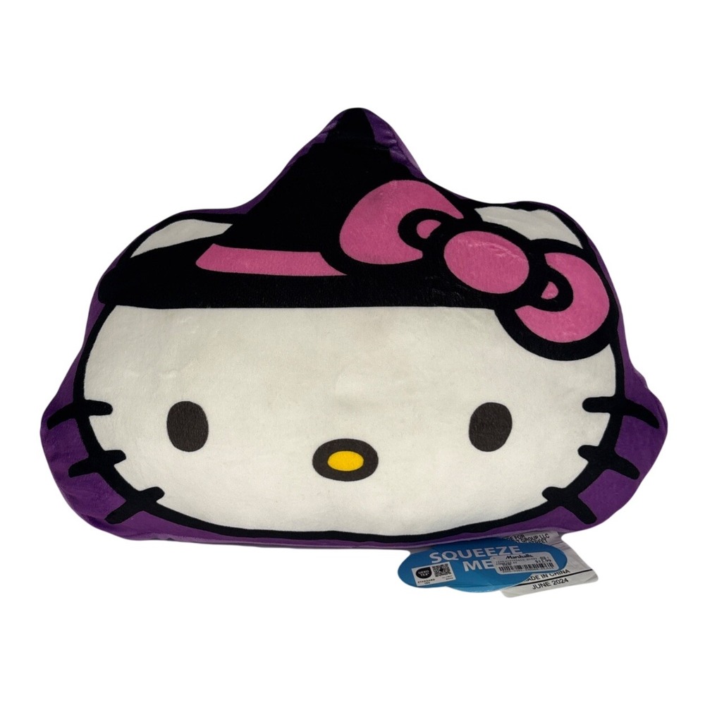Sanrio Hello Kitty Halloween Witch Hat Purple Cloud Pillow Plush Squeeze Me